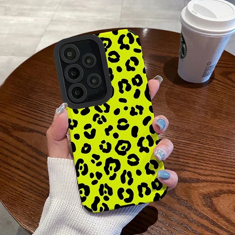 Green Leopard Spot Phone Cases for Samsung Galaxy A53 A52 A72 A73 A22 A50 A21S A33 A23 A12 A13 S20 FE S22 S23 Ultra Case Cover