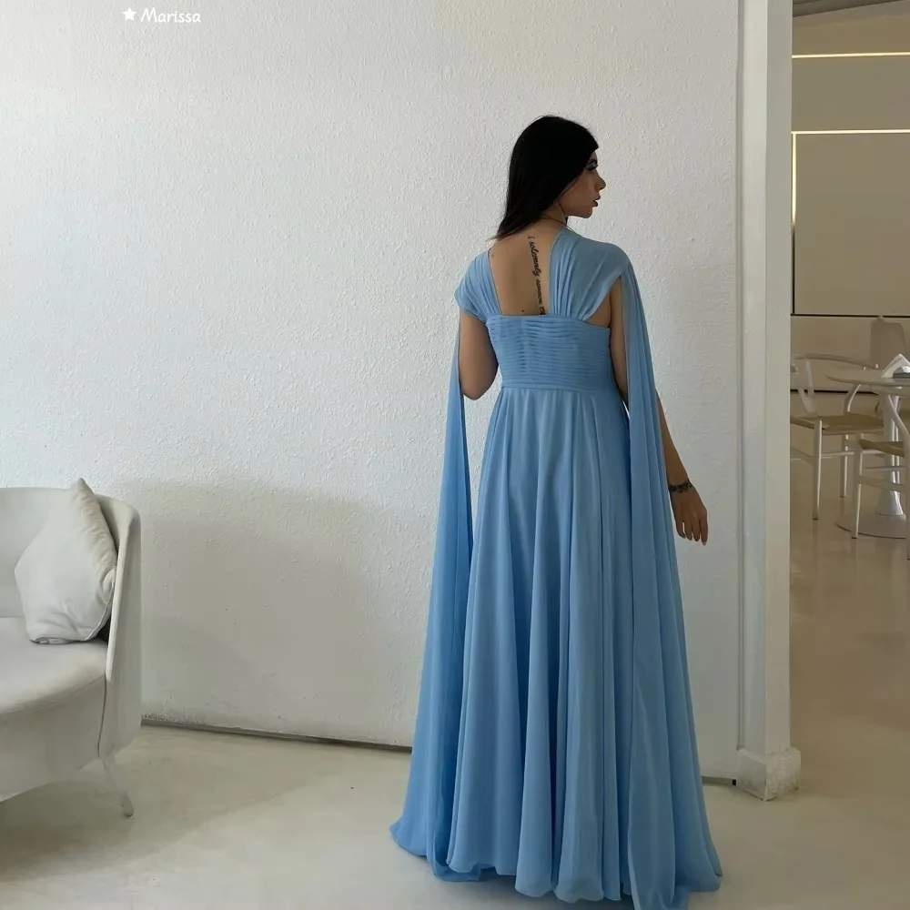 فستان سهرة نسائي مصنوع حسب الطلب من ماريسا شال أزرق متقاطع فساتين حفلات أنيقة للنساء فساتين حفلات شيفون فاخرة للحفلات الراقصة #4
