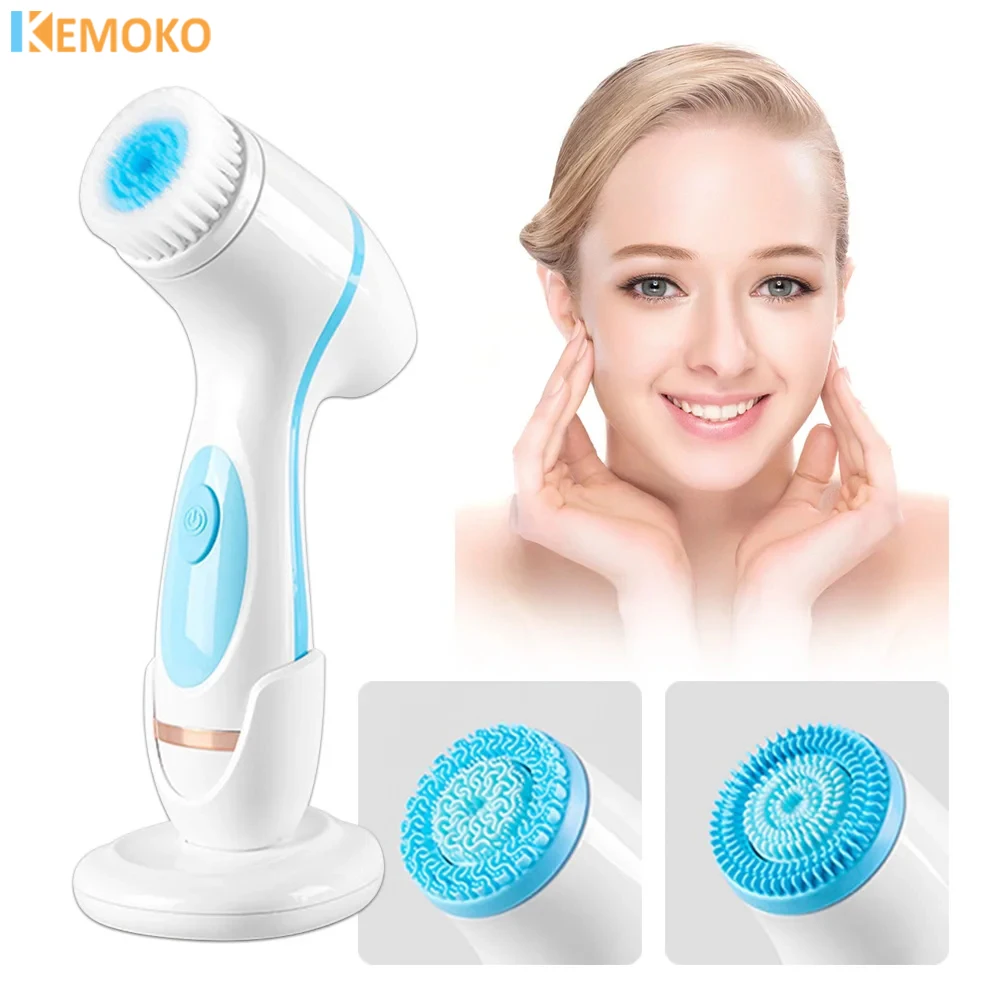 

3 in 1 Electric Face Cleansing Brush Silicone Rotating Face Cleanser Deep Cleaning Skincare Facial Massager Deep Waterproof Tool