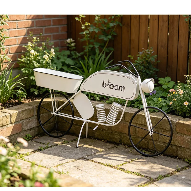 Wrought iron hot-selling new product flower stand bicycle flower pot stand garden outdoor wrought iron garden ornament