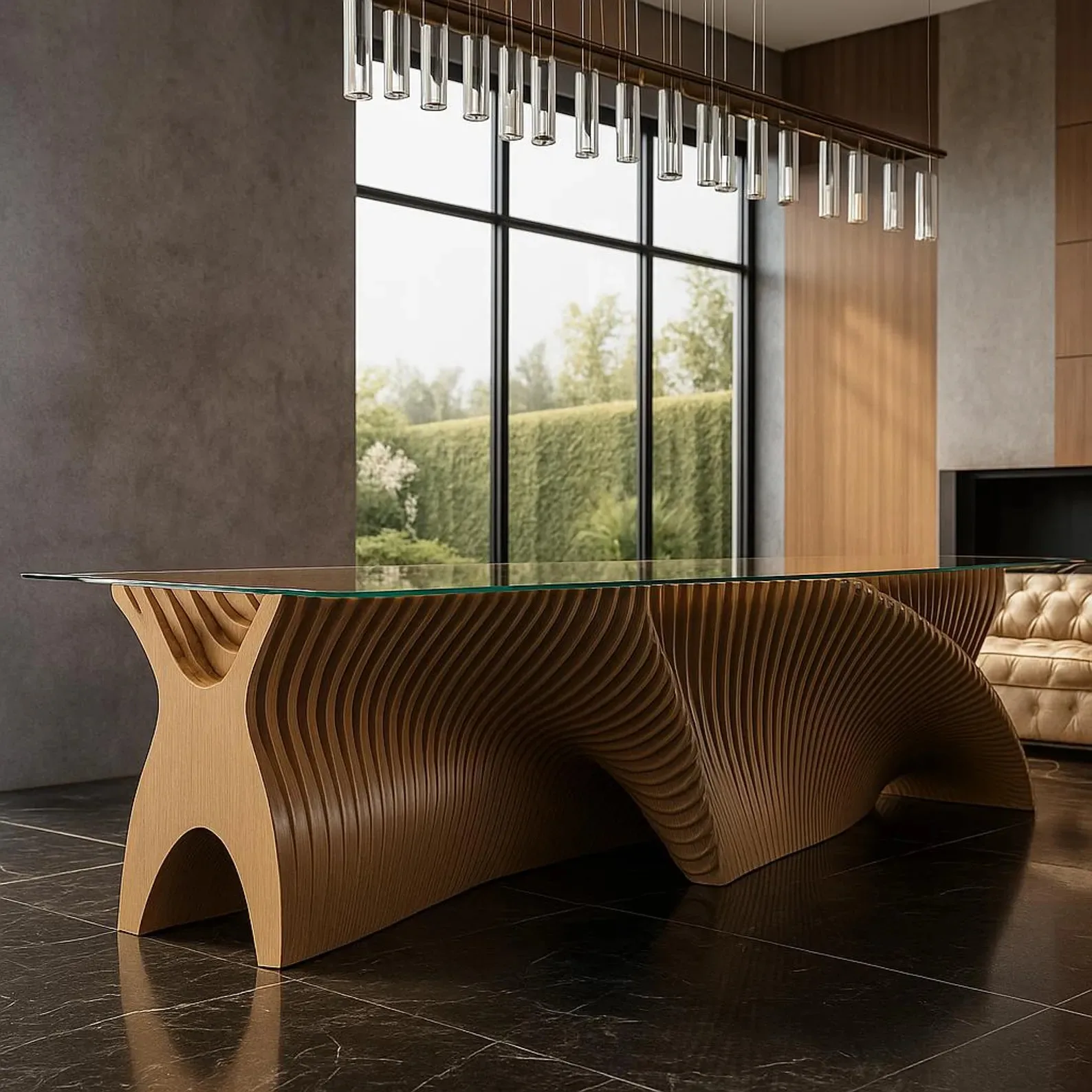 Z Curved Wave Design Wooden Reception Desk For Home Restaurant Lobby Entrance Front Counter Custom FurnitureZ