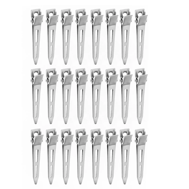 24Pcs Single Prong Duckbill Hair Clips Silver Sectioning Hairpins