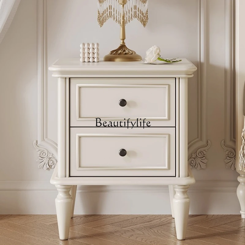 

American Solid Wood White Bedside Table Simple Modern Household Small Bedside Cabinet