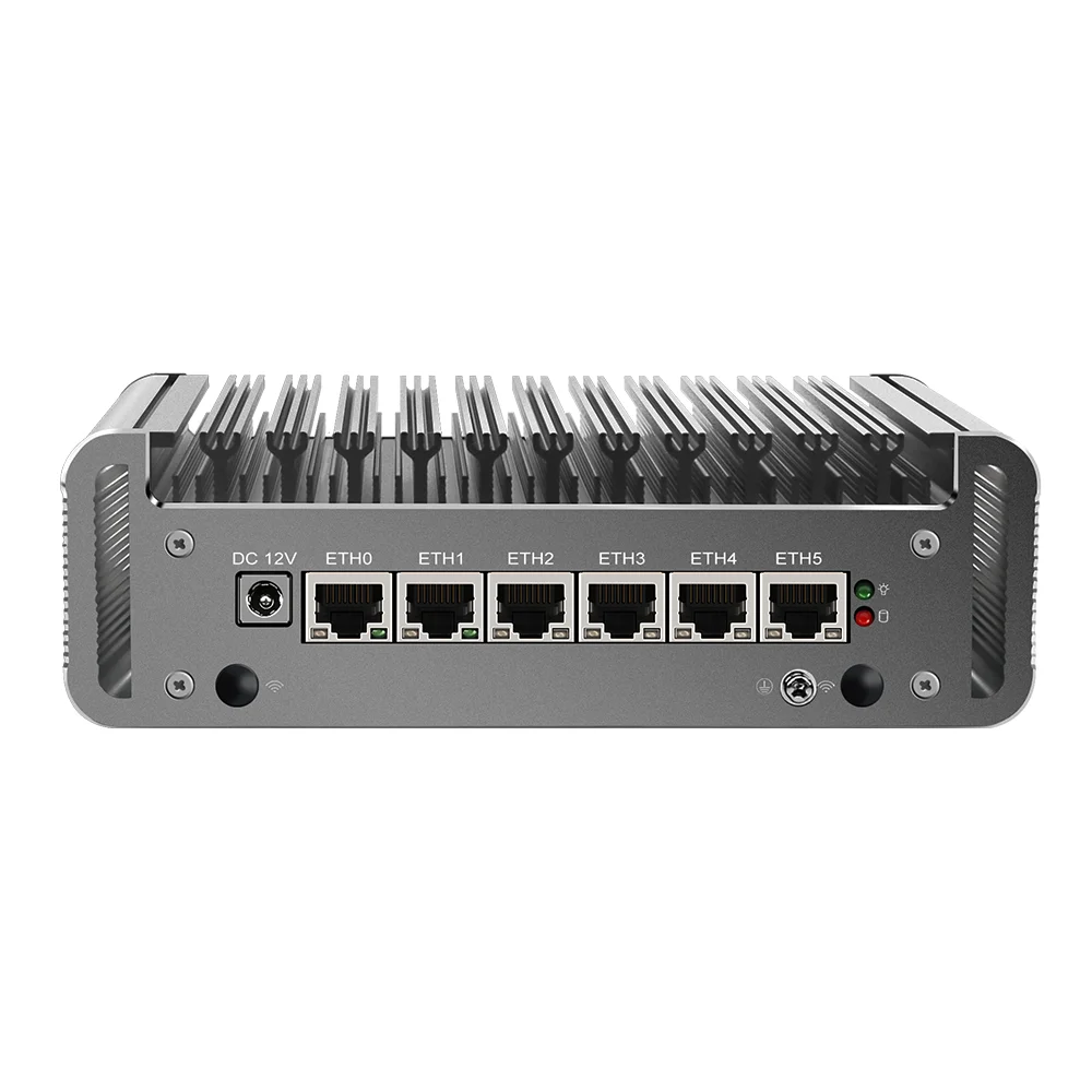 6 LAN 2.5G Industrial Fanless Mini PC Pentium N6005 Celeron N5105 Intel i226 2500M 2*DDR4 NVMe SSD Soft pfSense Router HDMI+DP