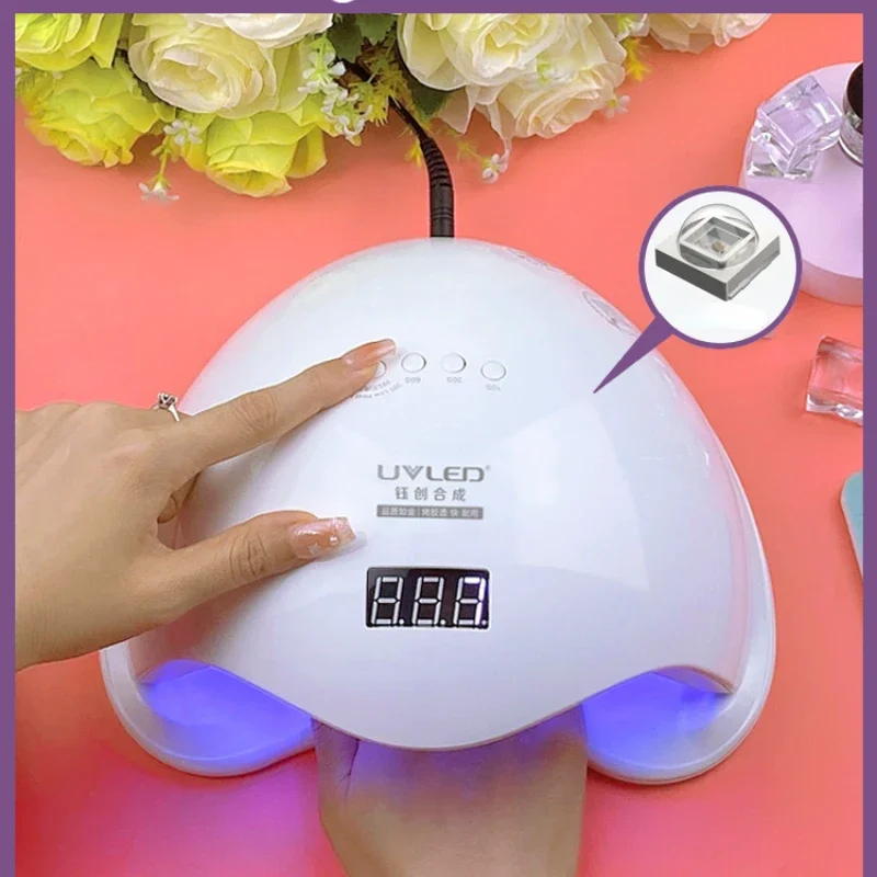 Painless Mode Nail Salon Dryer Smart Sensing Digital Display Nail Light Therapy Machine 48W Nail Polish Glue Baking Lamp