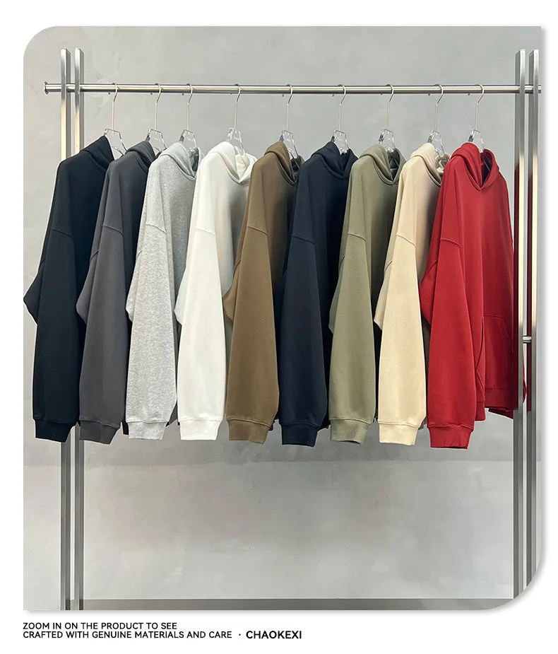 

Men's Autumn Winter 2025 Heavyweight 400GSM Hooded Sweatshirt Earth Tone French Terry Streetwear Casual Pullover