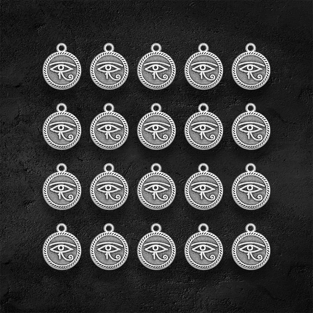 30pcs/lot--15mm Antique Silver Plated Eye of Horus Charms Egypt Africa Pendants DIY Supplies Jewelry Making Findings Accessories