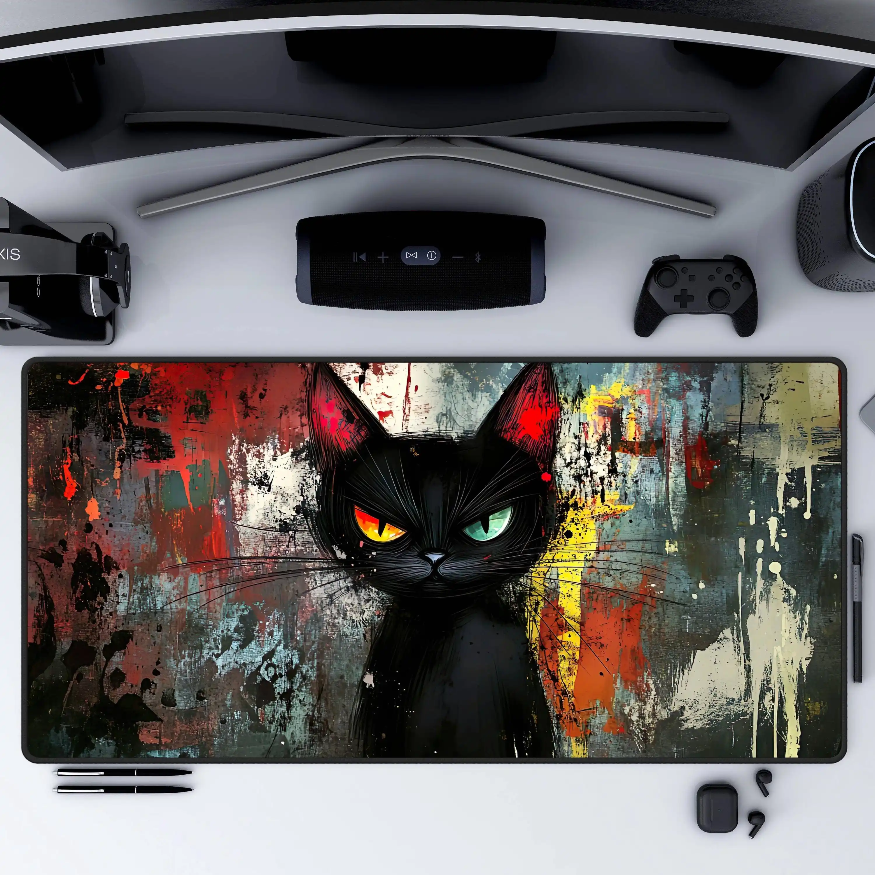 

Настольный коврик Graffiti Trash Cat — абстрактный игровой коврик для мыши, настольный коврик, очень большой коврик для мыши, аксессуары и подарки для компьютерного стола