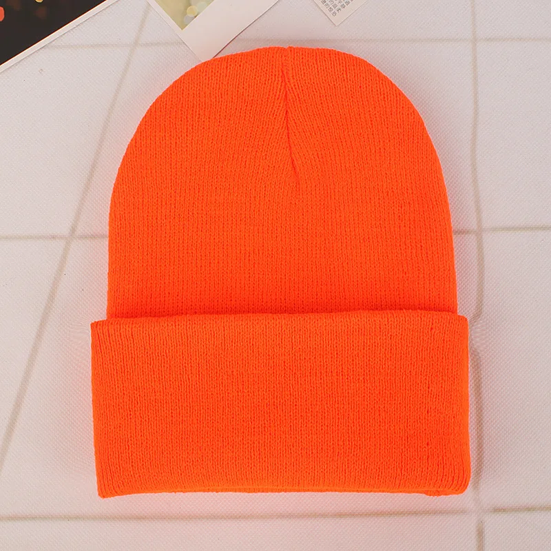Nuevo gorro tejido de invierno para niños, niñas, mujeres, hombres, Unisex, cálido, al aire libre, otoño, gorros de ganchillo para niños, gorro de bebé de Color sólido