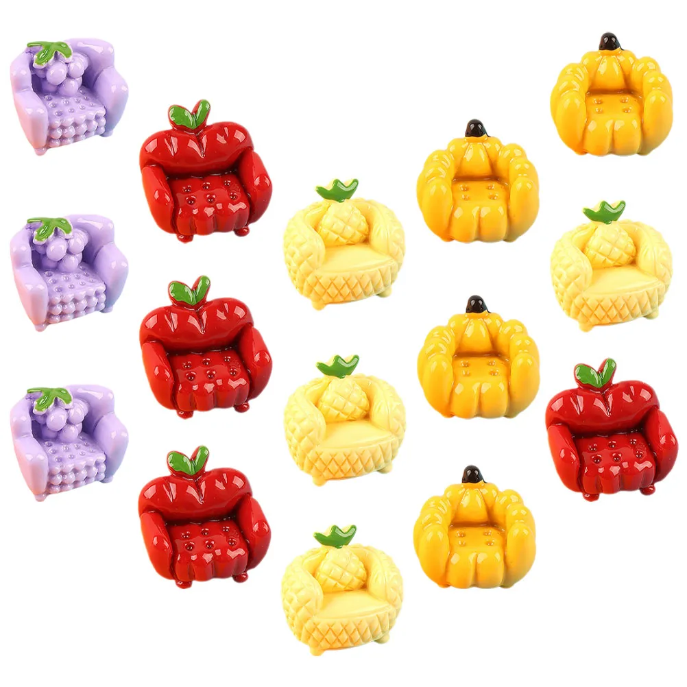 

15 Pcs Small Fruit Sofa Mixed Figurines to Decorate Your Phone Case