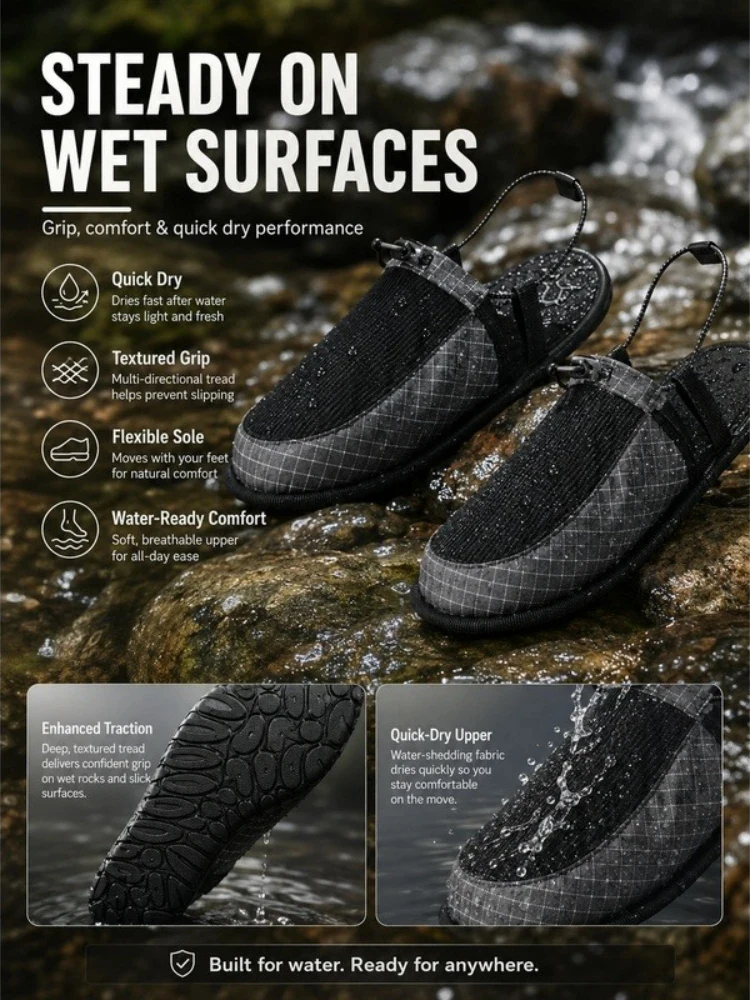 Faltbare, schnelltrocknende Wasserschuhe, rutschfeste Barfuß-Watsschuhe, leichte Reise-, Strand-, Camping-, Hotel-, tragbare Outdoor-Sandalen – Detail 3