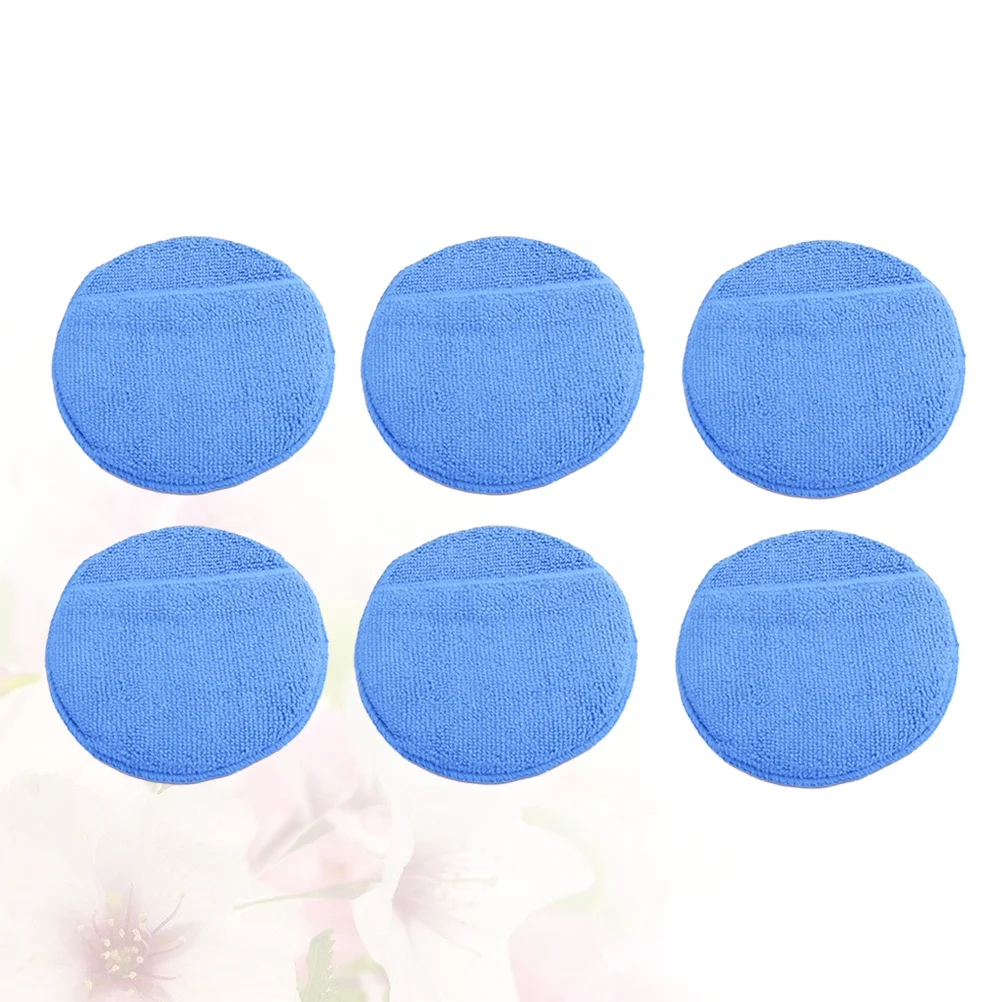 6pcs 5 Inch Large Size Car Wax Applicator Pads with Hand Pocket Microfiber Polishing Sponges Vehicles Care Cleaning(Blue)