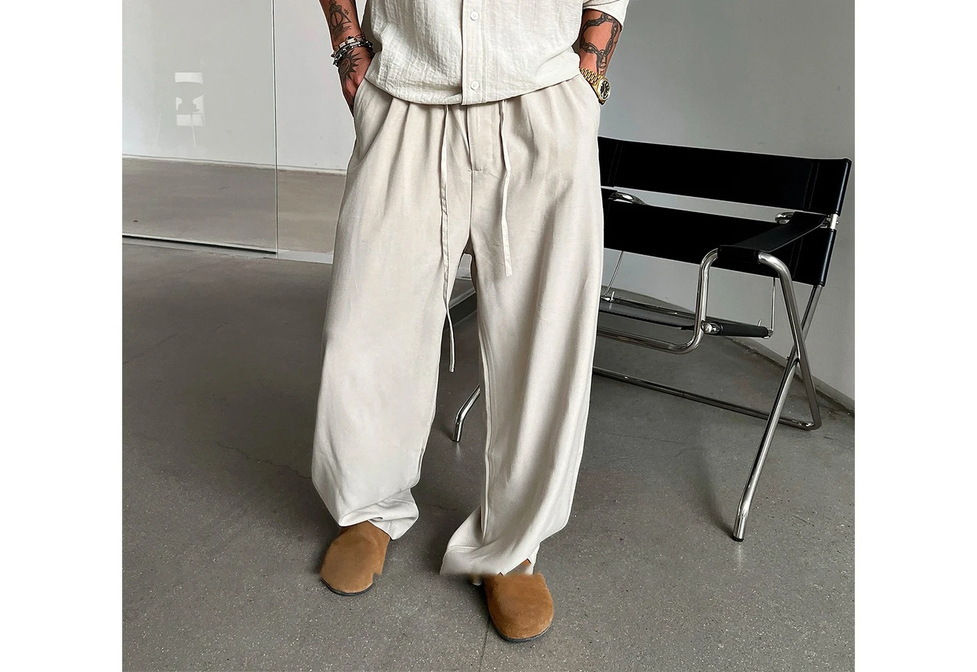 

Anti-wrinkle Drape Casual Pants Men's Summer 2026 New Light and Breathable Straight Loose Wide-leg Floor Pants