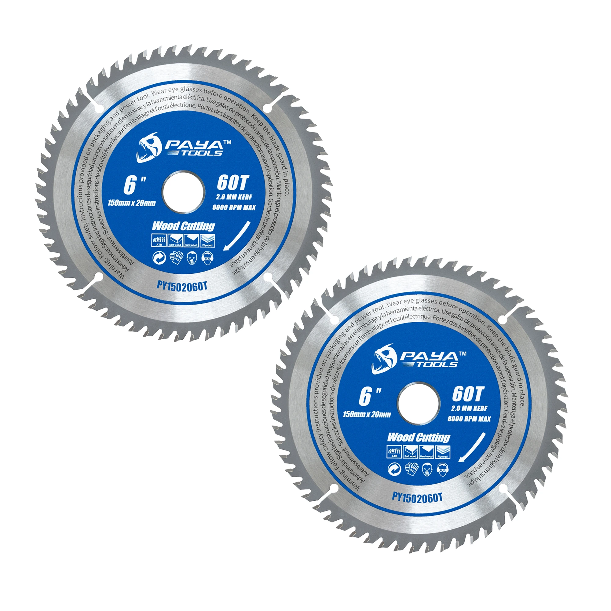 

PAYA 6Inch 150mm 60Teeth TCT Circular Saw Blade with 20mm Arbor Carbide Tipped Teeth Fast Clean Wood Plastic Cutting for DIY Use