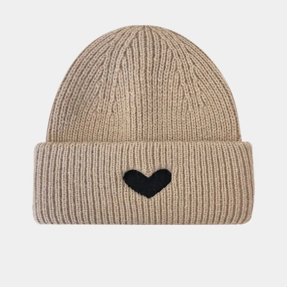 

Мягкие шерстяные шапочки Love Skullies, однотонная вязаная шапка с вышивкой в форме сердца, эластичная шапка с черепом для девочек