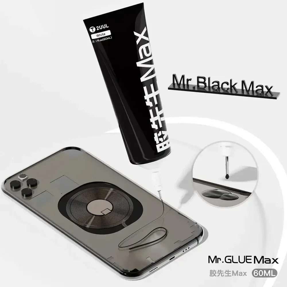 2UUL 60ML Mr. Glue Max Black White Color For Mobile Phone Screen Back Cover Glass Frame Sealant External Screen Repair Tools