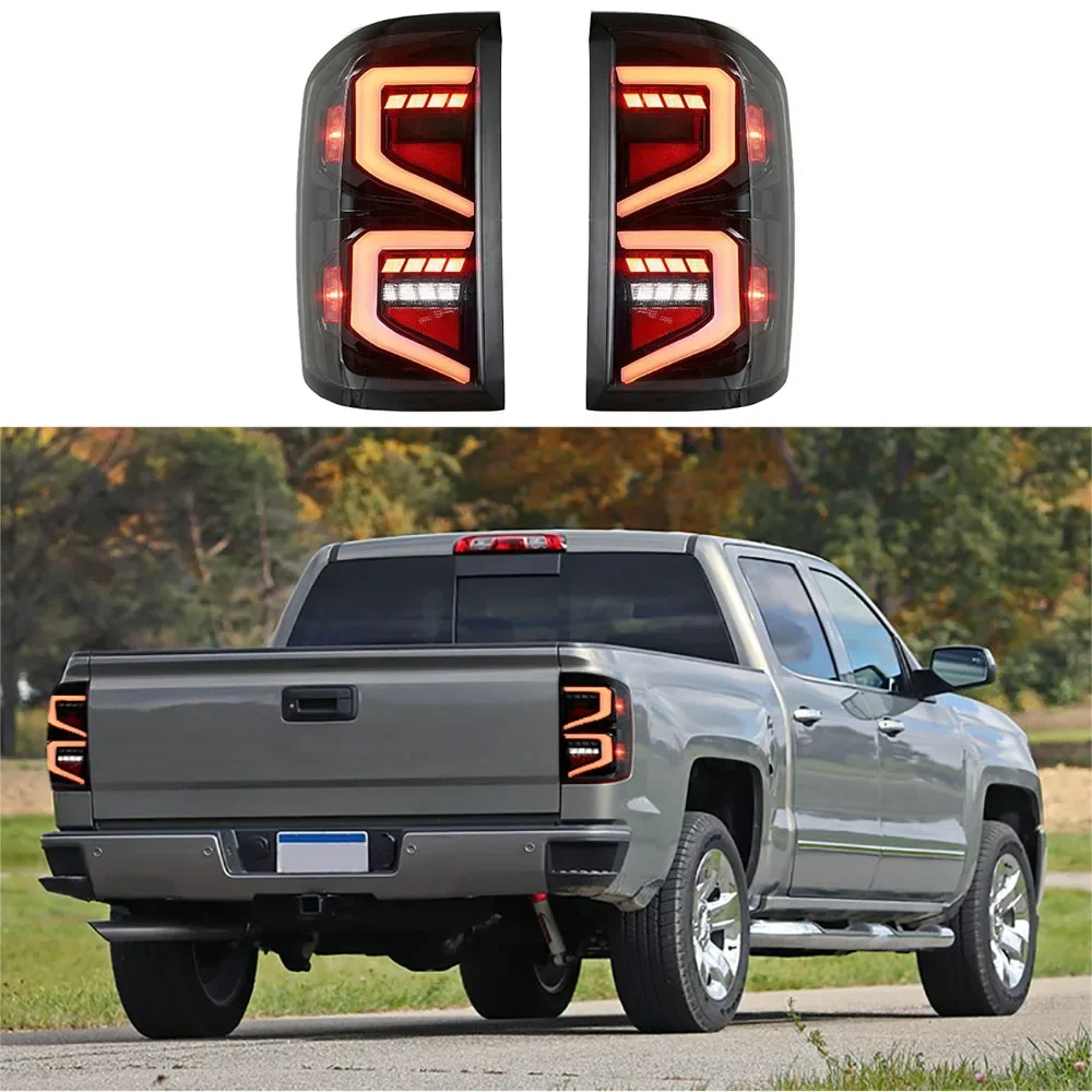 

1 Pair Car New Style LED Tail Lights 2014 2015 2016 2017 2018 Auto Part Taillights For Chevrolet Silverado 1500 Rear Lamp