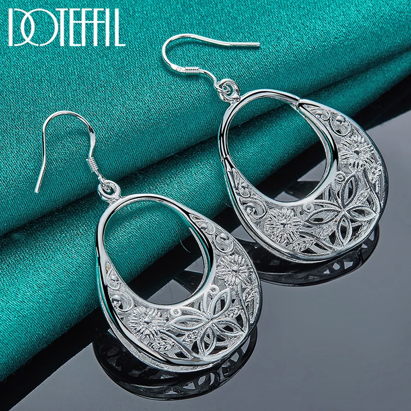 DOTEFFIL 925 Sterling Silber Charme Schmetterling Hohl Tropfen Ohrringe Für Frauen Dame Hochzeit Engagement Party Mode Schmuck