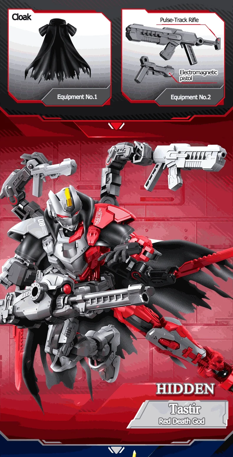 SEMBO Hemoxian Beweglicher Mecha-Bausatz, MOC-Actionfigur, Robotermodell, Bausteine, Blindbox-Spielzeug, Weihnachtsgeschenke – Detail 6