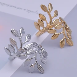 New Fashion Tree Leaf Rings For Women Stainless Steel Elegant Branches Shaped Rings Open Adjustable Finger Rings Jewelry Gifts