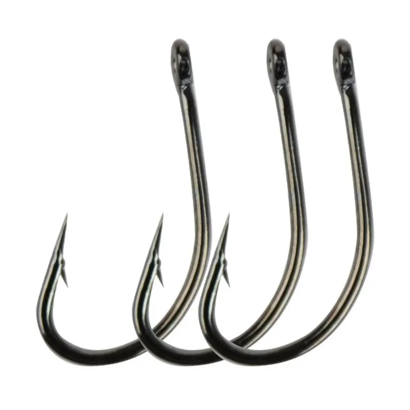 FISCH KÖNIG 10-30 stücke High Carbon Stahl Matte Schwarz Europa Karpfen Haken 1 2 4 6 8 10# stacheldraht Einzigen Karpfen Angeln Haken Süßwasser