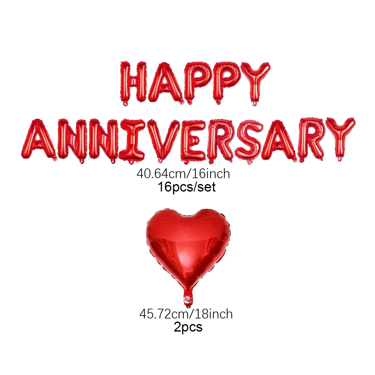 18 Stück Happy Anniversary dekorative Ballonbanner, für Valentinstag, Jahrestag, romantische Heimdekoration – Detail 7