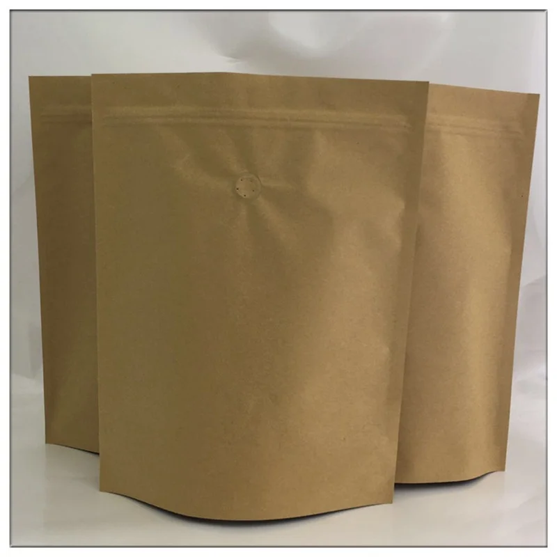 

15x23 50PCS Stand up 280micro 250g Coffee Beans Kraft Paper Zipper Packaging Bag DIY One-way Valve Beaf Ziplock Storage Pouches