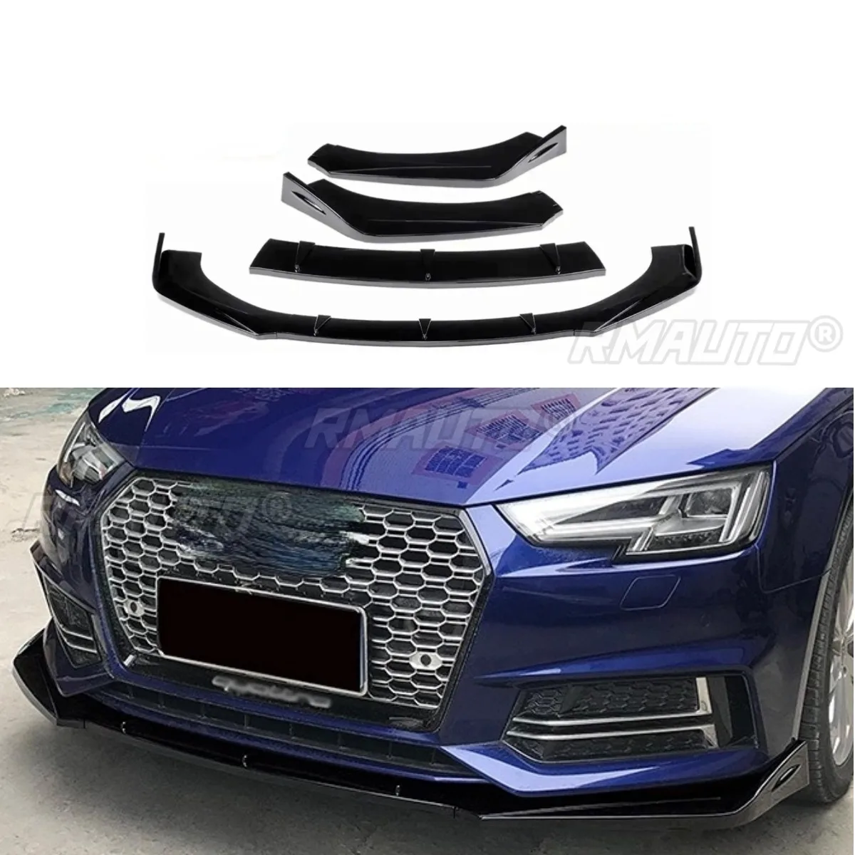 

For Audi A4 Car Front Bumper Lip Splitter Diffuser Spoiler For Audi A4 2019-2024 Bumper Guard Apron Protector Car Accessories