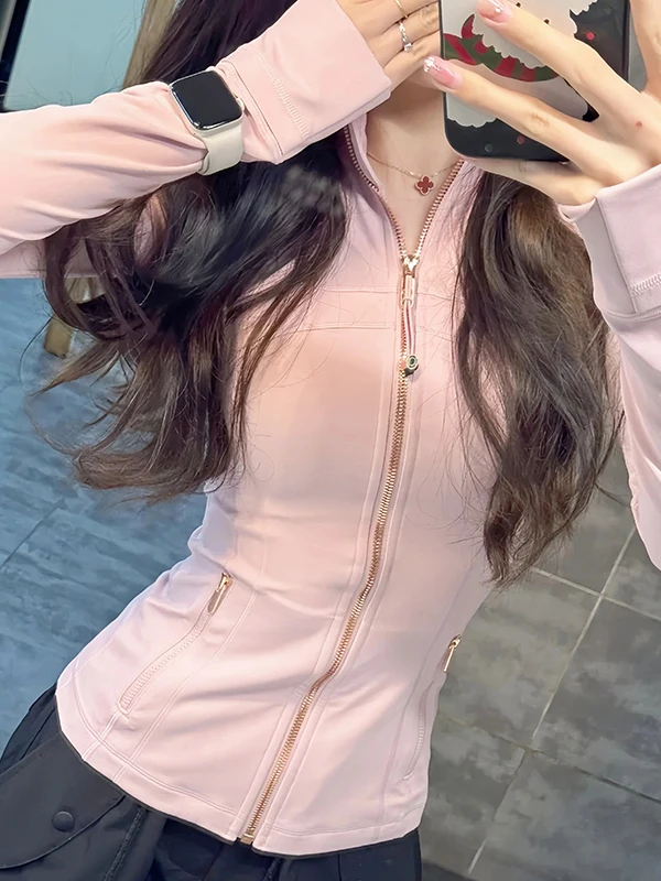 

Luqi Lulu Women's Yoga Clothes 2025 New Autumn Winter Pilates Training Clothes Fce Lined Jaet Slim Fit Spor Sle