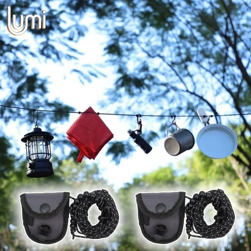 Non-slip Position Beads Clothesline Portable Adjustable Windproof Laundry Drying Rope for Outdoor Camping Travel Clothesline
