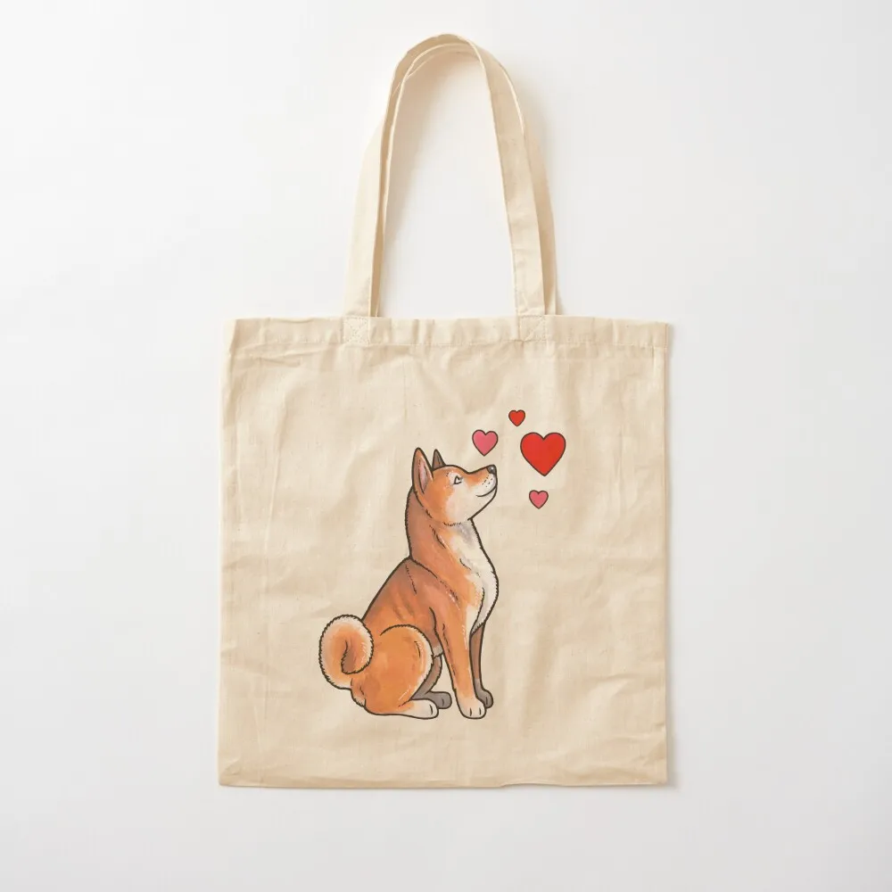 

Shiba Inu love Tote Bag custom bags Shopper handbag canvas tote Canvas bag for women Canvas Tote Bag