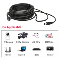 DC12V Power Extension Cable 2.1*5.5mm Connector Male To Female For CCTV Security Camera Black Color 16.5Feet 10m power cable