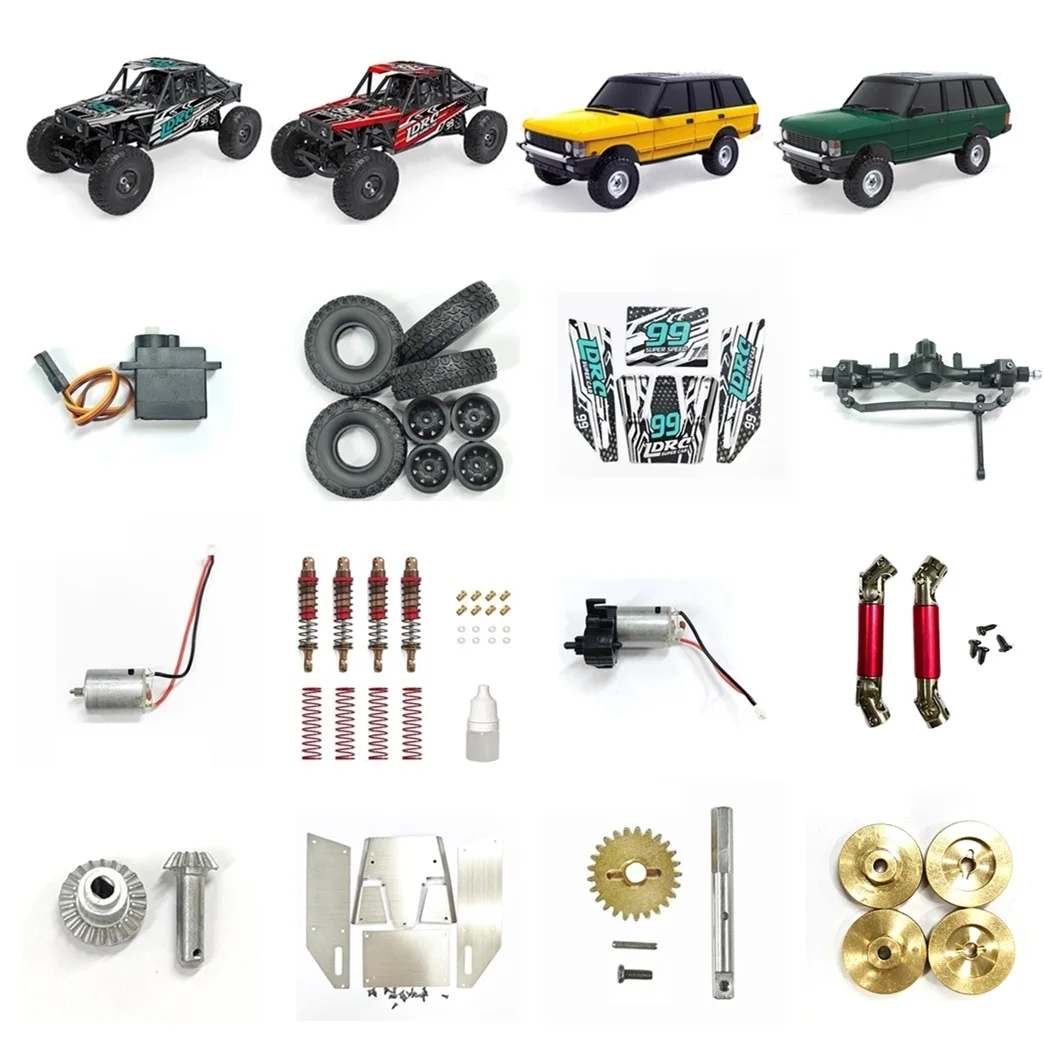 LDRC LD18499 LD18401 Metal Upgrade Parts DIY PARTS Original Parts Front Rear Axle Drive Shaft Tire Motor Gearbox Servo Gear