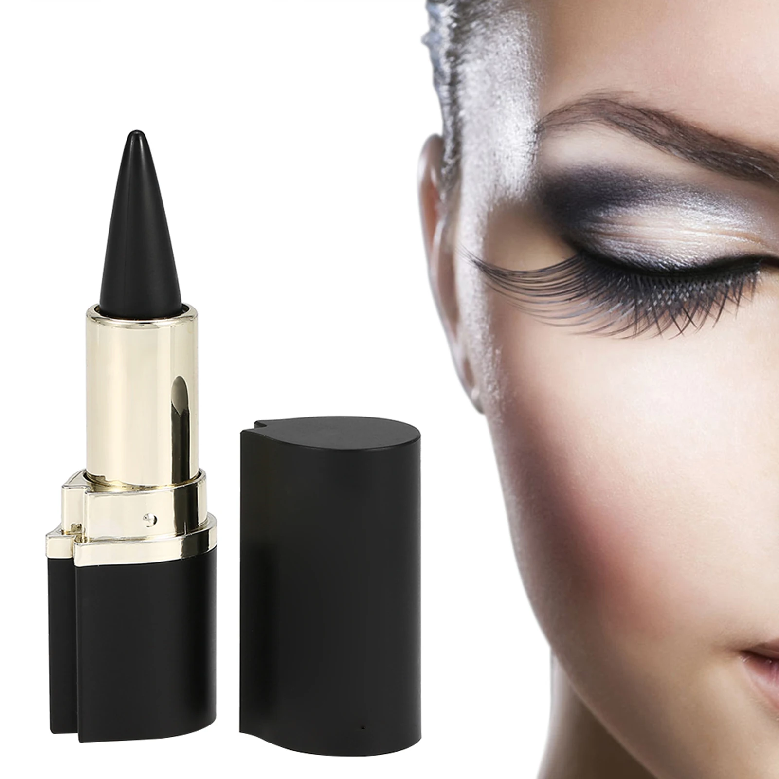 Black Eyeliner Pencil Waterproof Eye Enhancing Stick Solid Thick Gel Smooth Long Lasting Smoky Eye Liner Cosmetic Beaut