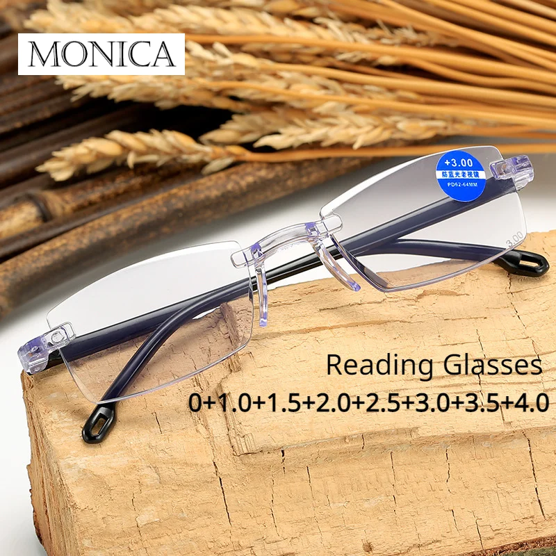 2024 Vintage Bifocal Reading Glasses Men Women Rimless Near and Far Eyesglasses Retro Anti-blue Light Prescription Eyewear