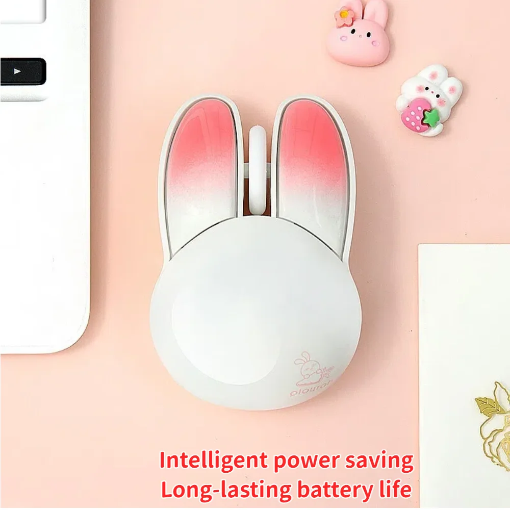 Cute Silent Rabbit Shape Game Mice 2.4G+Bluetooth Dual-Mode Bluetooth Wireless Mouse PC Laptop Desktop Universal For Girls Gift