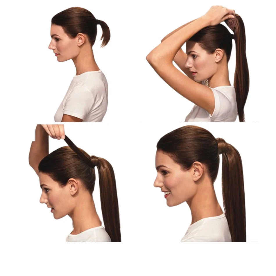 Extensiones de cabello humano con cola de caballo, pelo Natural Remy, color rubio, marrón y negro, 12-26 pulgadas