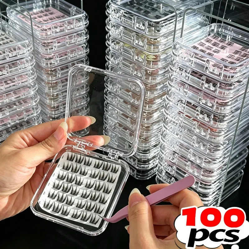 1/100Pcs Press-on Nail Storage Box Acrylic Transparent Container Jewelry Earring Rings Bracelet Box Nail Display Packaging Case