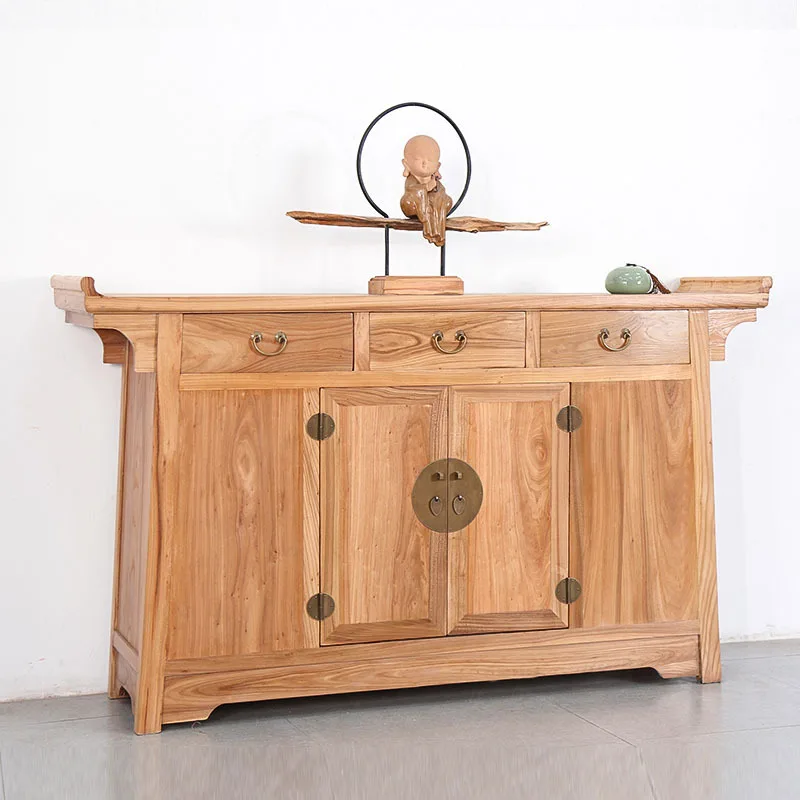 

New Chinese-style dining side cabinet Old elm shoe cabinet Locker Solid wood furniture Zen upturned head foyer cabinet