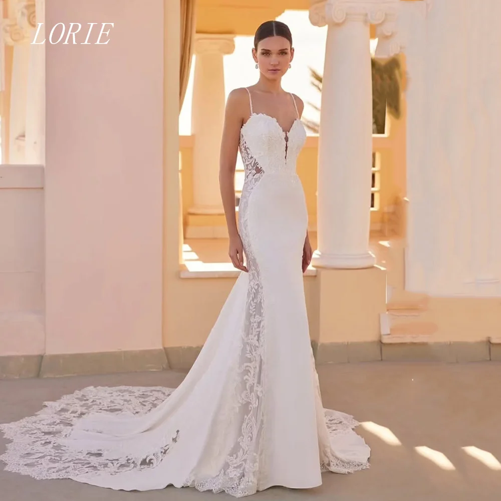LORIE Luxury Mermaid Civil Wedding Dress Spaghetti Strap Bridal Dresses Self Cultivating Engagement Wedding Gown Customized 2026
