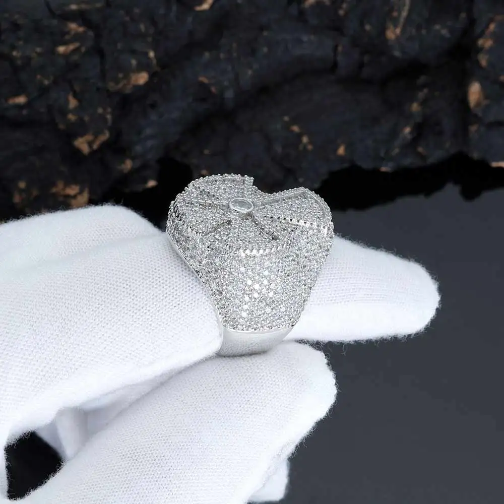 

Ювелирные изделия в стиле хип-хоп, модное кольцо с полным паве Iced Out, блестящее латунное кольцо с крестом из циркона для подарка для мужчин и женщин