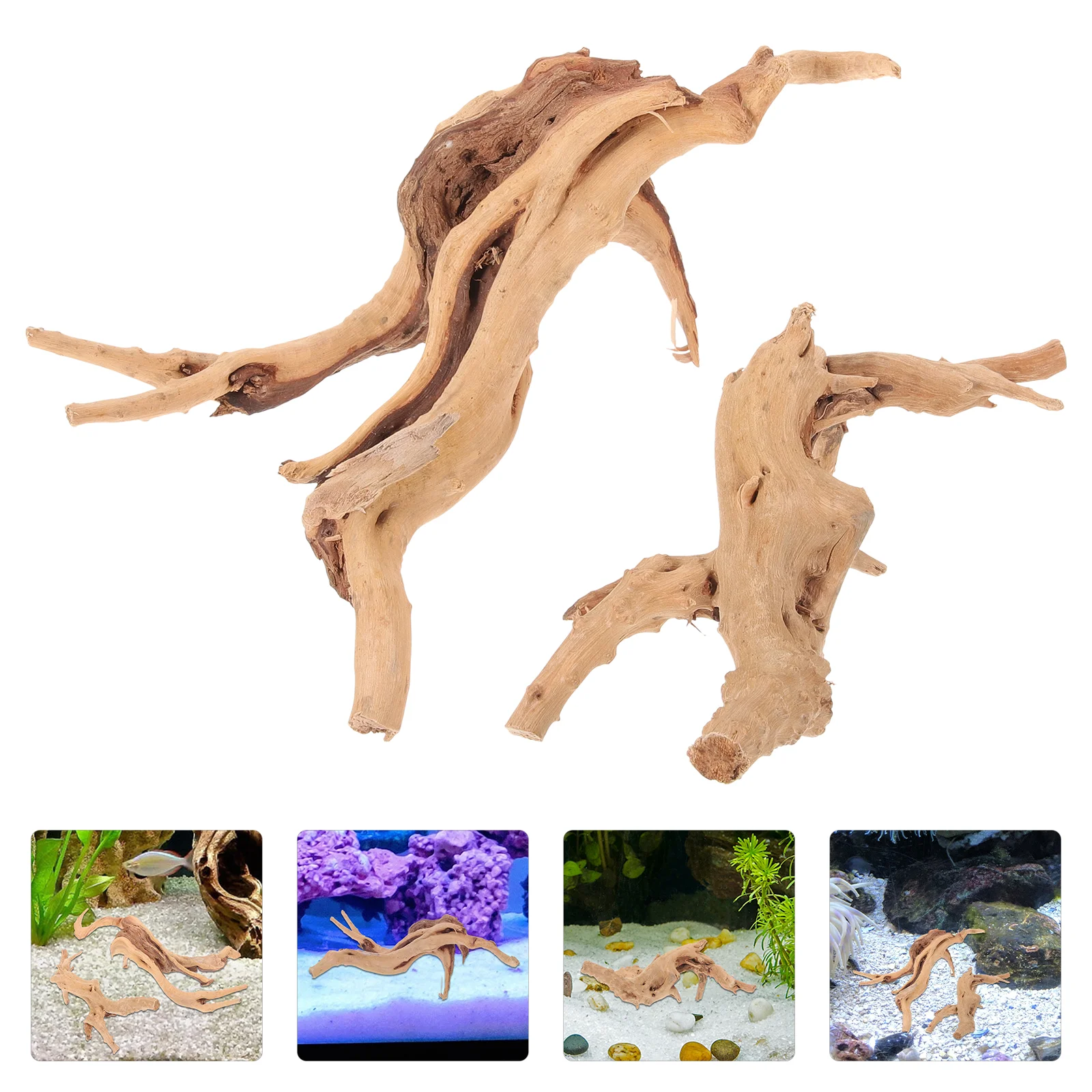 

2pcs Wooden Craft Aquarium Aquarium Driftwood Landscape Ornament Random Style/Color driftwood for aquarium