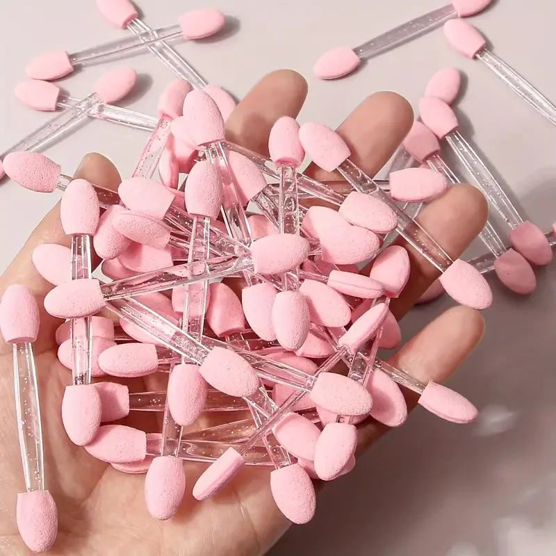 Nagelkunstpinsel, doppelseitig, chromfarben, rosa, schwarz, multifunktionaler Nagelpinsel, Nagelpuder-Applikator, Schwammstäbchen, Nagelzubehör – Detail 4