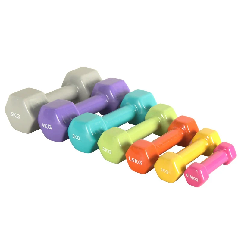 Household Fitness Products Hexagon Smooth Surface Immersion Dumbbell With Built-In Iron Core Women's Fitness Dumbbell