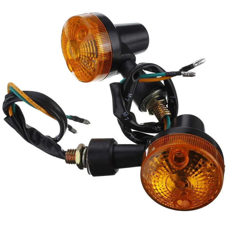 2PCS Motorcycle Turn Signal Lights Indicator Lamp Amber Flashers For Kawasaki Suzuki Honda Cafe Racer Turn Lamp