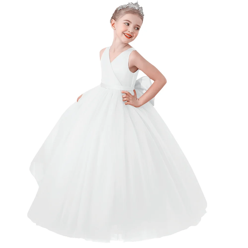 

Tulle Princess Flower Girl Dress For Weddings Children's Piano Performance A-Line Birthday Party Gown Pageant First Commun Dress