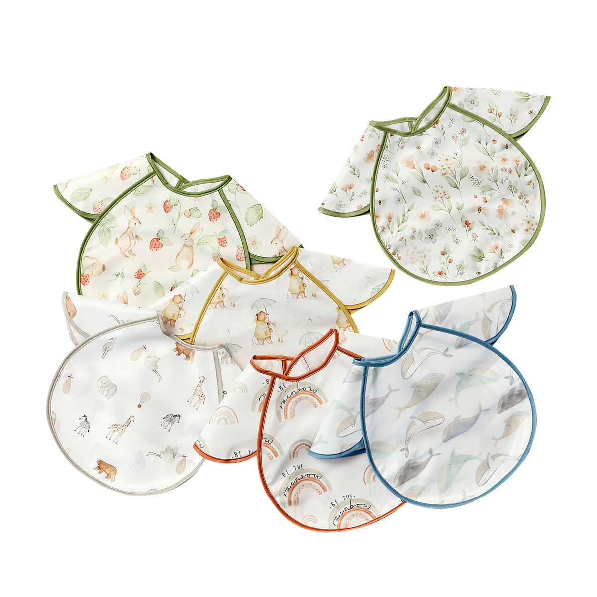 

Children's Bibs 100% Polyester Soft Skin-Friendly Convenient for 0-3 Years Old Baby Spill-Proof Drool Proof Easy to Clean