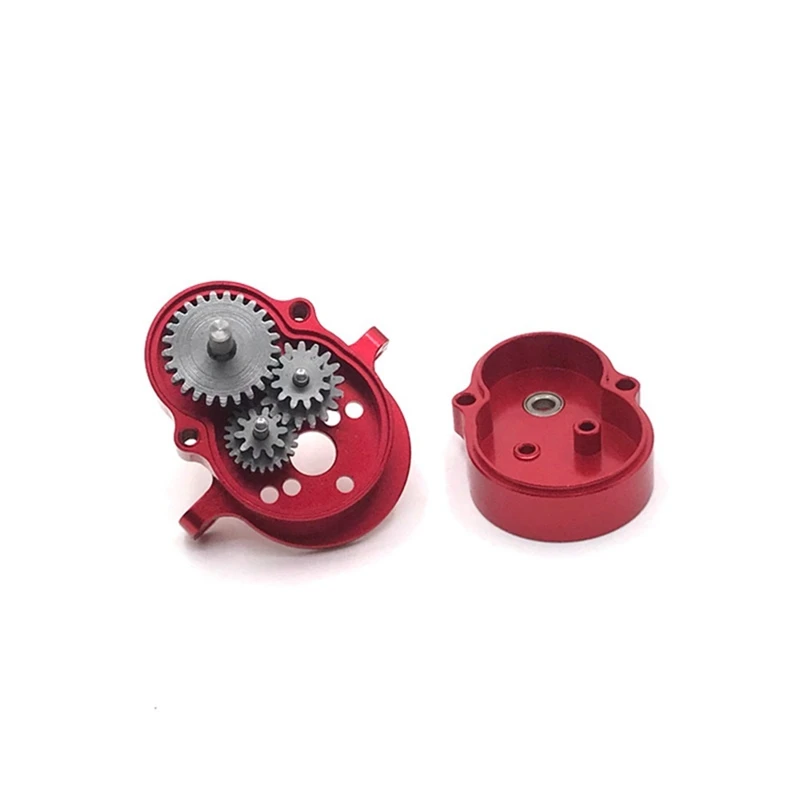 Metal Transmission Gearbox with 370 Motor & Steel Gear for WPL D12 D42 1/10 RC Car Upgrade Parts Accessories, Red