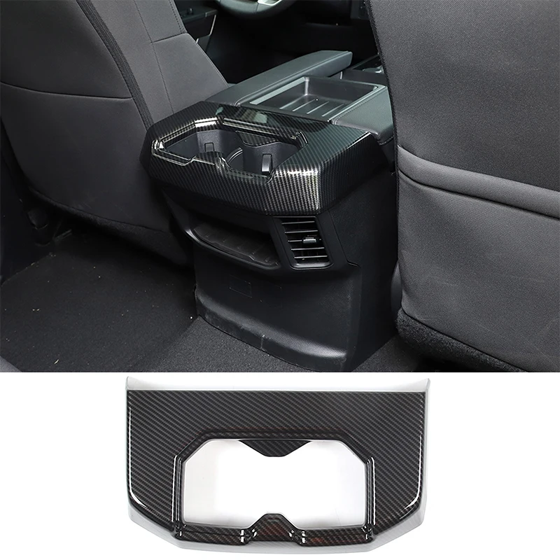 

For 2022-2023 Toyota Tundra Sequoia Rear Drain Cup Holder Protective Cover ABS Carbon Fiber Car Accessories