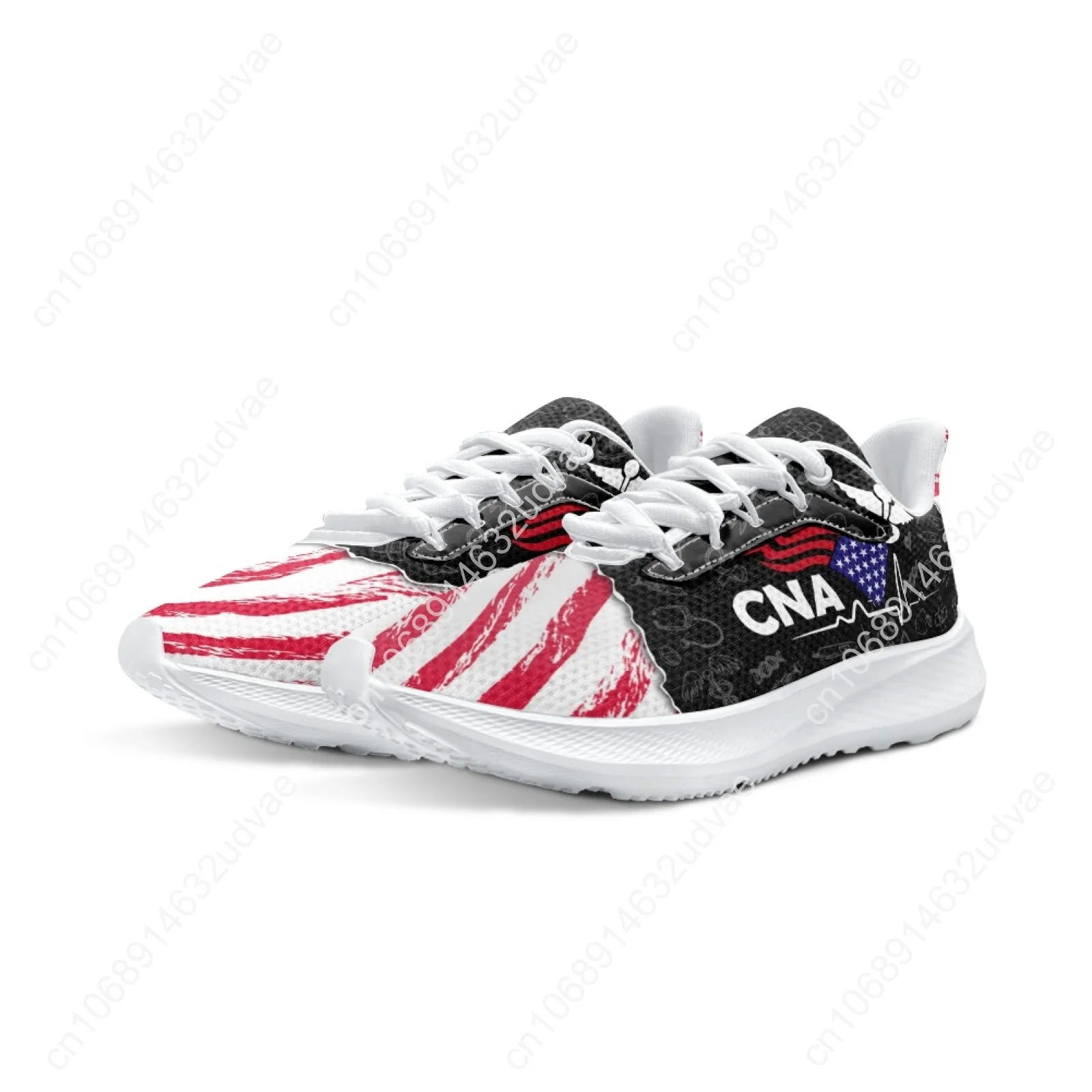 American Flag Running Shoes CNA Flag Printed Cartoon Medical Nurse Shoes Girls' Casual Fitness Sneakers Footwear